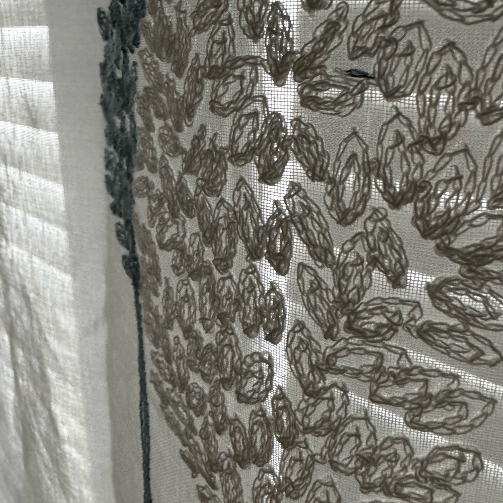 Embroidered Sheer Fabric Curtains (2 Panels)